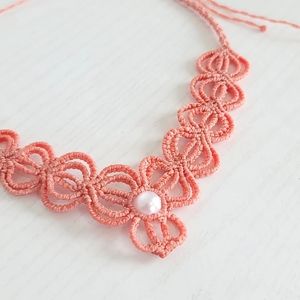 Handmade macrame necklace with white moonstone adjustable